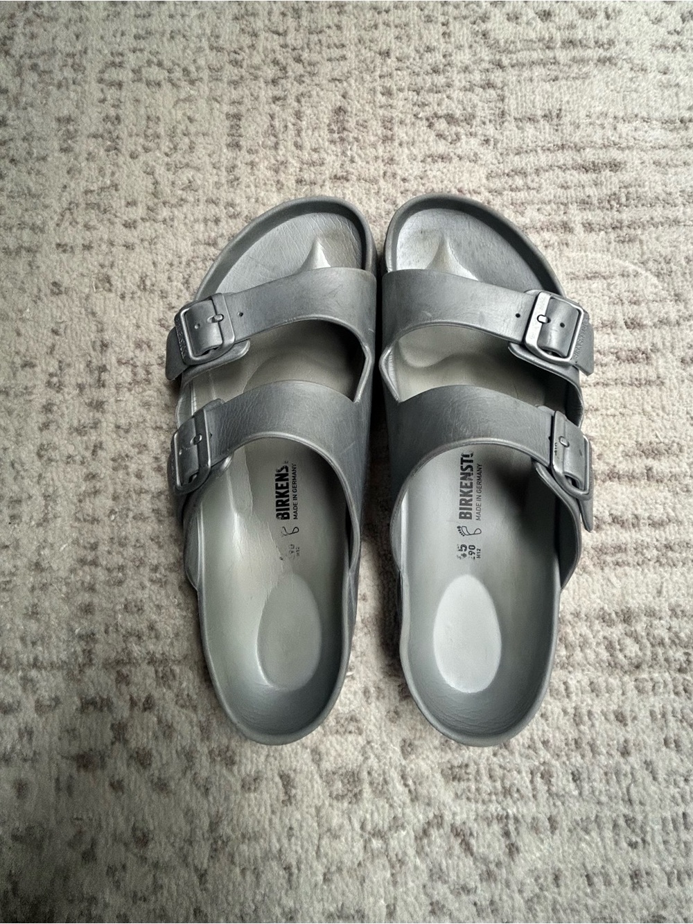 Birkenstock Men's Arizona EVA Sandals in Metallic Silver